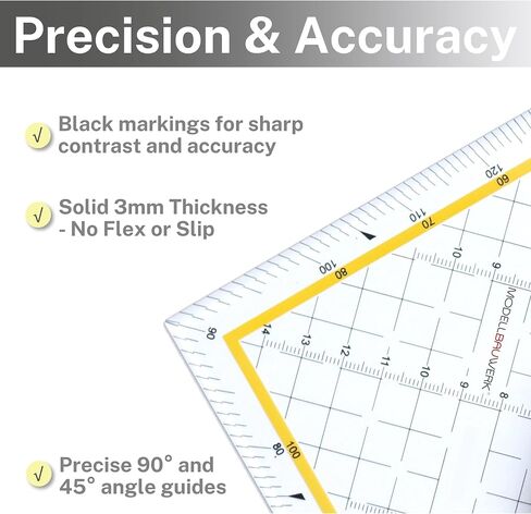!-Precision Made of Acrylic Glass and Stainless Steel-! Cutting Triangle – 325 mm, Clear Acrylic with Stainless Steel Edge, Precision, Drafting Triangle/Ruler, Craft Cutting Tool by Modellbauwerk® in Saudi Arabia