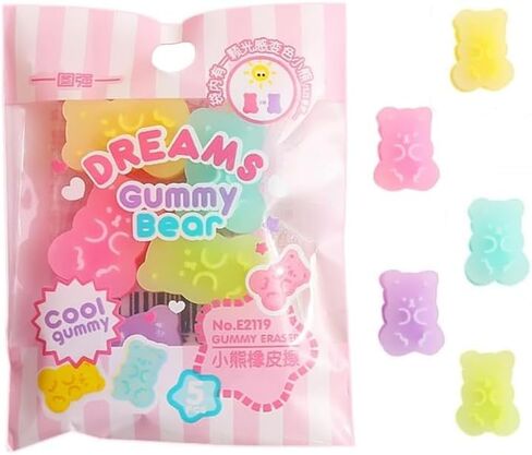 5 Pcs Colorful Cute Erasers - Gummy Bear Cabochons | Cartoon Bear Pencil Erasers | Erasers Animals | Interactive Eraser Pets | Stationery Supplies and School Reward in Saudi Arabia