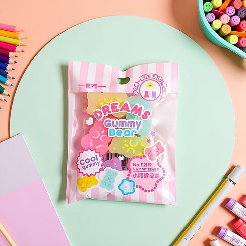 5 Pcs Colorful Cute Erasers - Gummy Bear Cabochons | Cartoon Bear Pencil Erasers | Erasers Animals | Interactive Eraser Pets | Stationery Supplies and School Reward in Saudi Arabia