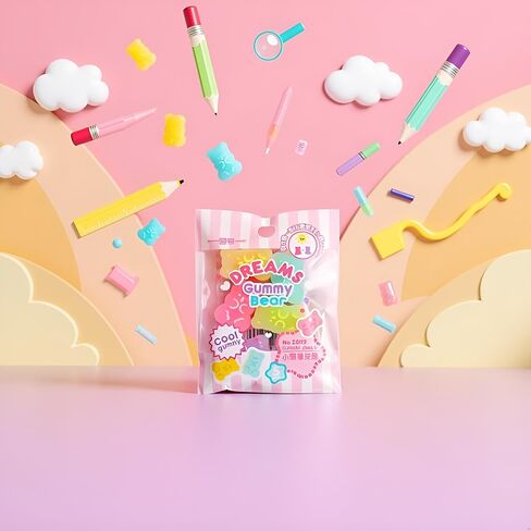 5 Pcs Colorful Cute Erasers - Gummy Bear Cabochons | Cartoon Bear Pencil Erasers | Erasers Animals | Interactive Eraser Pets | Stationery Supplies and School Reward in Saudi Arabia