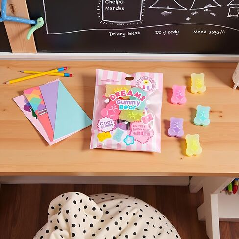 5 Pcs Colorful Cute Erasers - Gummy Bear Cabochons | Cartoon Bear Pencil Erasers | Erasers Animals | Interactive Eraser Pets | Stationery Supplies and School Reward in Saudi Arabia