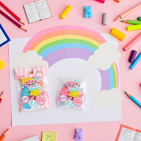 5 Pcs Colorful Cute Erasers - Gummy Bear Cabochons | Cartoon Bear Pencil Erasers | Erasers Animals | Interactive Eraser Pets | Stationery Supplies and School Reward in Saudi Arabia