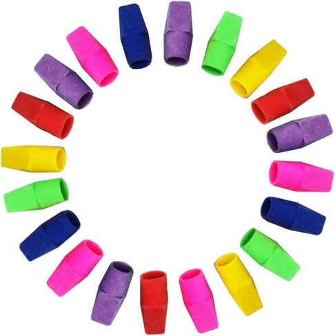 20 PCS Pencil Top Eraser ، مجموعة محايات القلم الرصاص ، قبعات ممحاة لأقلام الرصاص ، محايات CAP للمدرسة ، الفصل ، المكتب ، Kid (20) in Kuwait