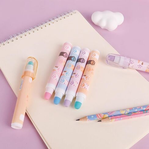 4 PCS Cat Cat Paw Eraser Eraser Cartoon Pen-pen reaser bleantible reasser reasers reasers for School Kids Boy Girl Women (4pcs cat paw) in Kuwait