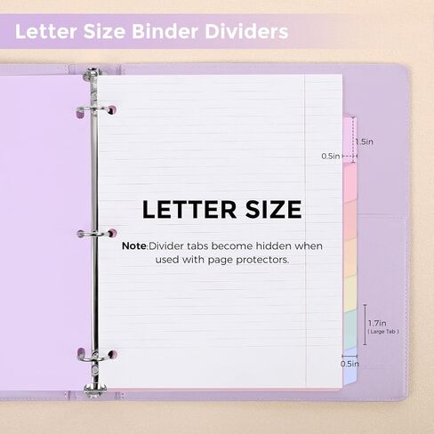 SKYDUE Durable Plastic 8-Tab Dividers, Big Tab Dividers for 3 Ring Binder, Write&Erase 3 Ring Binder Dividers with Tabs,with Sticker Labels, 1 Set, Pastel Color in Saudi Arabia