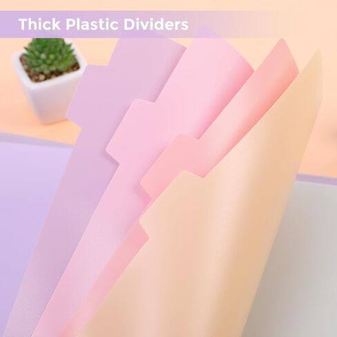 SKYDUE Durable Plastic 8-Tab Dividers, Big Tab Dividers for 3 Ring Binder, Write&Erase 3 Ring Binder Dividers with Tabs,with Sticker Labels, 1 Set, Pastel Color in Saudi Arabia