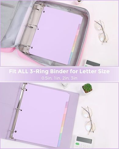 SKYDUE Durable Plastic 8-Tab Dividers, Big Tab Dividers for 3 Ring Binder, Write&Erase 3 Ring Binder Dividers with Tabs,with Sticker Labels, 1 Set, Pastel Color in Saudi Arabia