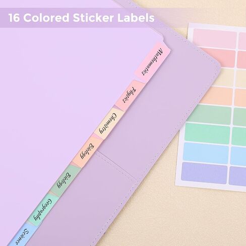 SKYDUE Durable Plastic 8-Tab Dividers, Big Tab Dividers for 3 Ring Binder, Write&Erase 3 Ring Binder Dividers with Tabs,with Sticker Labels, 1 Set, Pastel Color in Saudi Arabia