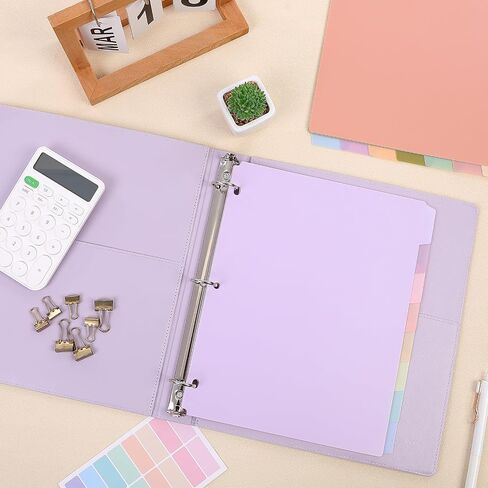 SKYDUE Durable Plastic 8-Tab Dividers, Big Tab Dividers for 3 Ring Binder, Write&Erase 3 Ring Binder Dividers with Tabs,with Sticker Labels, 1 Set, Pastel Color in Saudi Arabia