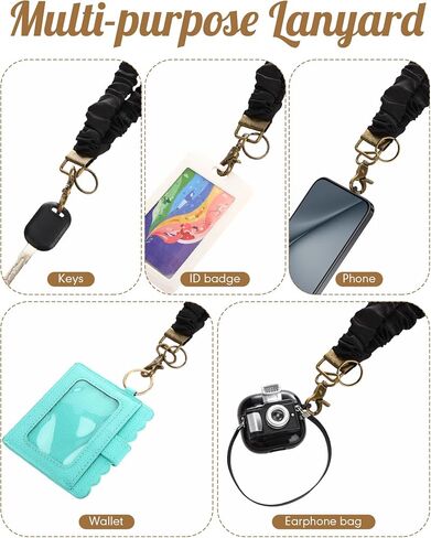 Geyoga Teacher Scrunchie Lanyards for Id Badges Keys Cute Neck Stready Lanyards Retractable Retractable Retractible Ceychain للنساء السيدات in Saudi Arabia