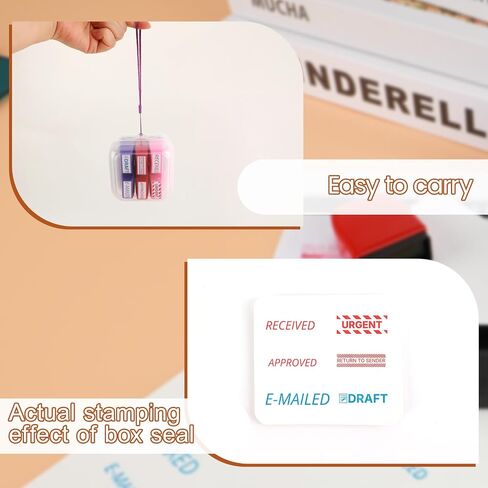 Self Inking Stampp Set 6 Pack - Red & Blue Ink for Office Documents | Pre-Inked Rubber Stamps (Received, Approved, Urgent, Draft) | Durable Rubber Stamps for Paperwork & Emails & Records | by 6uGooes in Saudi Arabia