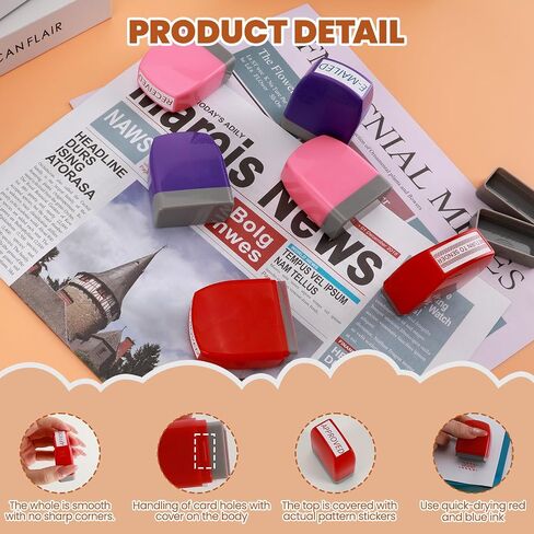 Self Inking Stampp Set 6 Pack - Red & Blue Ink for Office Documents | Pre-Inked Rubber Stamps (Received, Approved, Urgent, Draft) | Durable Rubber Stamps for Paperwork & Emails & Records | by 6uGooes in Saudi Arabia