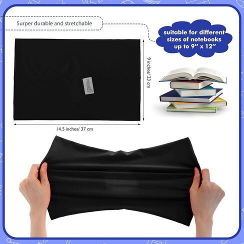 Sherr 14 Pack Stretchable Book Covers Reusable Jumbo Bookcloth 9" x 11" Durable Washable Back to School Book Cover Protector for Most Hardcover Books Textbooks(Blue,Classic) in Kuwait