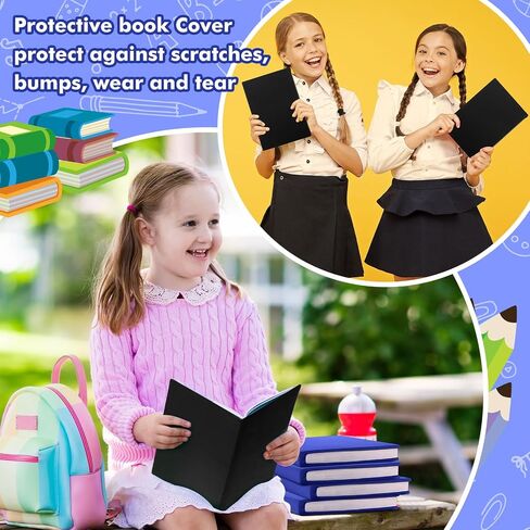 Sherr 14 Pack Stretchable Book Covers Reusable Jumbo Bookcloth 9" x 11" Durable Washable Back to School Book Cover Protector for Most Hardcover Books Textbooks(Blue,Classic) in Kuwait