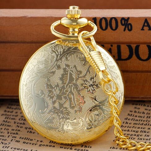 Realpoo Hollowed Out Quartz Pocket Watch for Men, Arabic Numerals White Dial Pocket Watches, Quartz Pocket Watch with Chain for Christmas Graduation Birthday Gifts Fathers Day in Kuwait