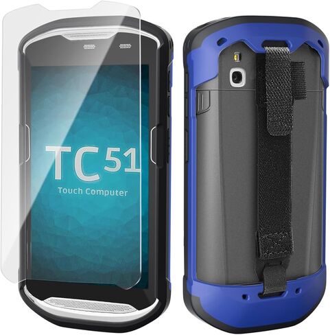 غطاء حالة الحماية لحمار Zebra TC51 TC52 TC56 TC57 TC510K التمهيد الوعرة مع حزام يدوي لحالة هاتف Zebra مع زجاج مقسى (أحمر) in Kuwait