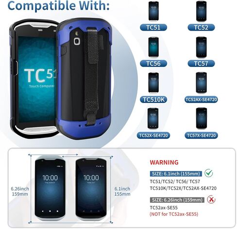 غطاء حالة الحماية لحمار Zebra TC51 TC52 TC56 TC57 TC510K التمهيد الوعرة مع حزام يدوي لحالة هاتف Zebra مع زجاج مقسى (أحمر) in Kuwait
