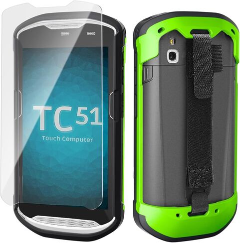 غطاء حالة الحماية لحمار Zebra TC51 TC52 TC56 TC57 TC510K التمهيد الوعرة مع حزام يدوي لحالة هاتف Zebra مع زجاج مقسى (أحمر) in Kuwait