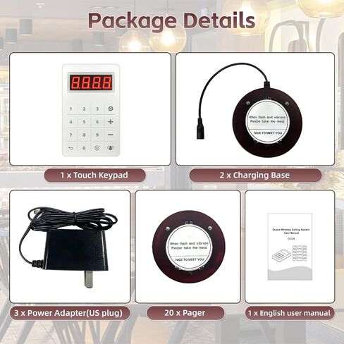 Restaurant Pager System 16 Coaster Pagers and Beepers, Restaurant Beepers Buzzers System with Vibration Flashing Buzzer Queue Wireless Calling System for Food Truck Coffee Shop Church Nursery Bar in Kuwait