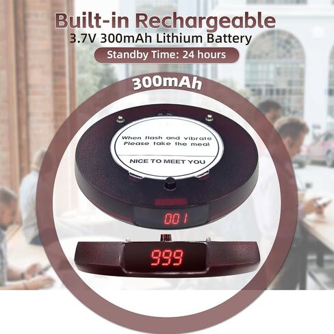 Restaurant Pager System 16 Coaster Pagers and Beepers, Restaurant Beepers Buzzers System with Vibration Flashing Buzzer Queue Wireless Calling System for Food Truck Coffee Shop Church Nursery Bar in Kuwait