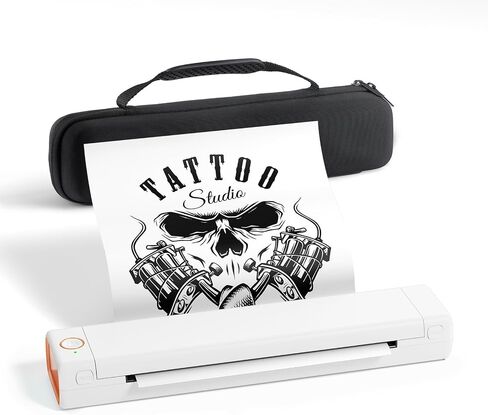 Phomemo M08F Tattoo Stency Printer (White) ، طابعات الاستنسل للوشم ، طابعة الوشم بلوتوث لفنانين ومبتدئين مع حالة حمل واحدة in Kuwait