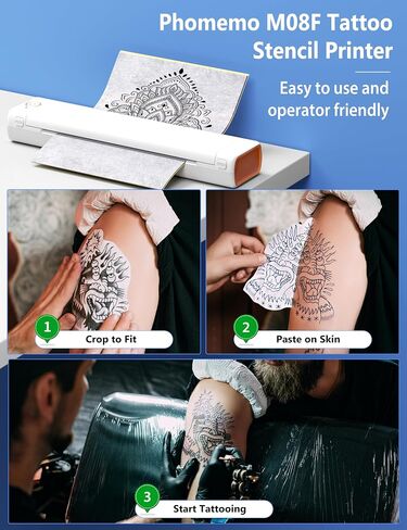 Phomemo M08F Tattoo Stency Printer (White) ، طابعات الاستنسل للوشم ، طابعة الوشم بلوتوث لفنانين ومبتدئين مع حالة حمل واحدة in Kuwait