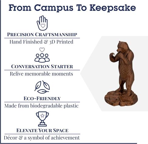 Mercer Toby the Bear Bear Bronze تمثال ثلاثي الأبعاد | ماكون ، جورجيا | التخرج من التخرج الجامعي وتذكارات المعجبين والمنزل ، المسكن ، ديكور المكتب لطلاب الجامعات ، خريجي الدببة والخريجين in Saudi Arabia