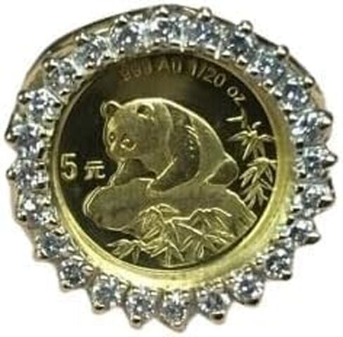 Finecreation-USA !! 1.00CT Round Cut Lab الذي خلق Diamond Chinese Panda Bear Bear Wedding Ring Ring Ring 14k أصفر الذهب (White ، 7) in Saudi Arabia