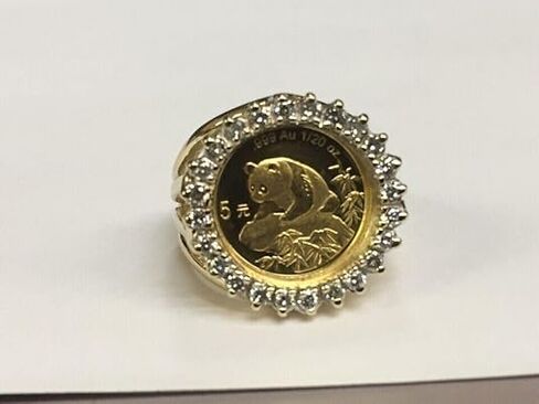 Finecreation-USA !! 1.00CT Round Cut Lab الذي خلق Diamond Chinese Panda Bear Bear Wedding Ring Ring Ring 14k أصفر الذهب (White ، 7) in Saudi Arabia