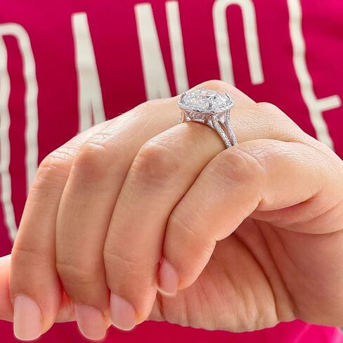 Large 5.70Ctw Women's 14k Solid White Gold Cushion Cut Moissanite Engagement Ring Bridal Wedding Halo (14K White Gold, 8) in Saudi Arabia