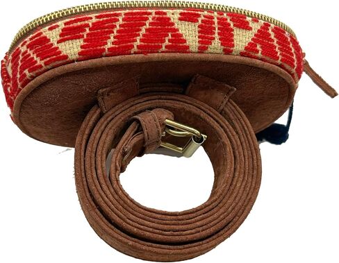 Fanny Pack "Eugenia", made by Jühue Artesanal, handmade fanny bag made in Mexico, Red fanny bag, embroidered fanny bag, Mexican embroidery, Waist bag, embroidery waist bag, Embroidery waist bag in Saudi Arabia