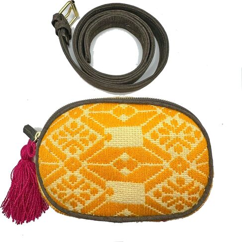 Fanny Pack "Eugenia", made by Jühue Artesanal, handmade fanny bag made in Mexico, Grey fanny bag, embroidered fanny bag, Mexican embroidery, Waist bag, embroidery waist bag, Embroidery waist bag in Saudi Arabia