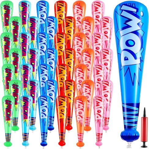WILLBOND 18 Pcs Pow Inflatable Baseball Bat 20'' Inflatable Toy Bat Toys Baseball Party Favors for Goodie Bag Favors Carnival Prizes Games Birthday Party Supplies, 4 Colors in Saudi Arabia