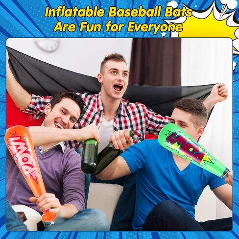 WILLBOND 18 Pcs Pow Inflatable Baseball Bat 20'' Inflatable Toy Bat Toys Baseball Party Favors for Goodie Bag Favors Carnival Prizes Games Birthday Party Supplies, 4 Colors in Saudi Arabia