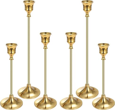 Gold Candlestick Holders for Taper Candles Set of 3, Metal Tapered Candle Holders, Tall Candle Sticks Holder Decor for Wedding, Dinning, Party, Anniversary, Fits 3/4 Inch Thick Candle in Kuwait