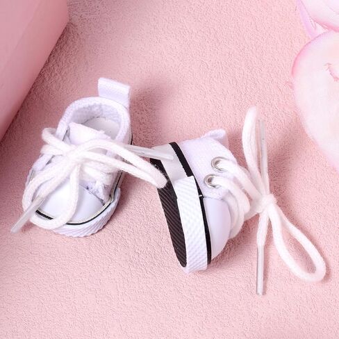 2 Pairs Mini Doll Shoes, Cute Mini Finger Canvas Shoes Premium Canvas Sneakers Funny Doll Clothes Accessories for Display (Black, White) in Saudi Arabia