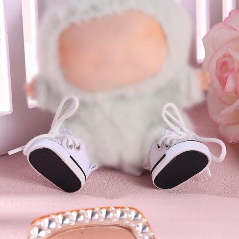 2 Pairs Mini Doll Shoes, Cute Mini Finger Canvas Shoes Premium Canvas Sneakers Funny Doll Clothes Accessories for Display (Black, White) in Saudi Arabia