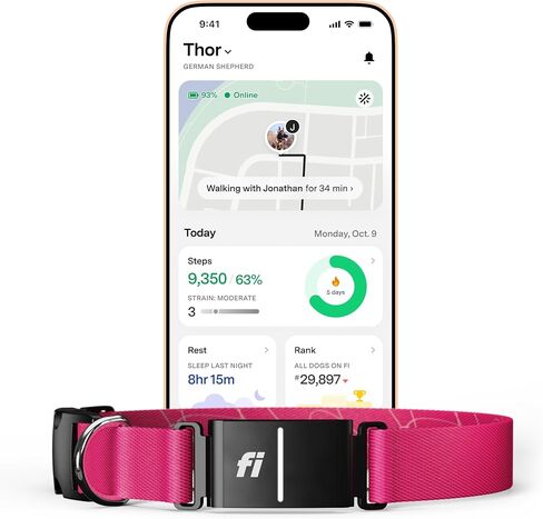 New Fi Series 3+ ذكية تتبع الكلاب تتبع - AI GPS للكلاب ، مراقبة الصحة والسلوك ، السياج الافتراضي ، تنبيهات الهروب ، مقاومة للماء ، عضوية 12mo متوافقة مع Apple Watch in Kuwait