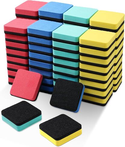 XKDOUS Round Magnetic Whiteboard Eraser 35 Pack, Small Dry Erase Eraser for Kids Classroom, 2x2 Inch Mini Dry Erase Board Eraser, Multipurpose White Board Eraser for School & Office Use (4 Colors) in Saudi Arabia