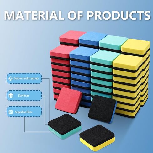 XKDOUS Round Magnetic Whiteboard Eraser 35 Pack, Small Dry Erase Eraser for Kids Classroom, 2x2 Inch Mini Dry Erase Board Eraser, Multipurpose White Board Eraser for School & Office Use (4 Colors) in Saudi Arabia