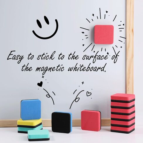 XKDOUS Round Magnetic Whiteboard Eraser 35 Pack, Small Dry Erase Eraser for Kids Classroom, 2x2 Inch Mini Dry Erase Board Eraser, Multipurpose White Board Eraser for School & Office Use (4 Colors) in Saudi Arabia