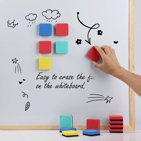 XKDOUS Round Magnetic Whiteboard Eraser 35 Pack, Small Dry Erase Eraser for Kids Classroom, 2x2 Inch Mini Dry Erase Board Eraser, Multipurpose White Board Eraser for School & Office Use (4 Colors) in Saudi Arabia