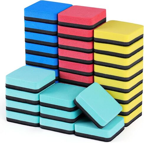 XKDOUS Round Magnetic Whiteboard Eraser 35 Pack, Small Dry Erase Eraser for Kids Classroom, 2x2 Inch Mini Dry Erase Board Eraser, Multipurpose White Board Eraser for School & Office Use (4 Colors) in Saudi Arabia