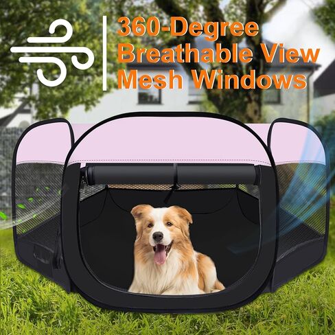 Dog Cat Playpen,Portable Pet Puppy Playpen,Rabbit Puppy Dog Play Pen for Indoors,Dogs Tent for Indoor Cats,Kitten Playpen,Collapsible Small Cats Crate Cage for Small Dogs with Carrying Case(Grey, M) in Kuwait