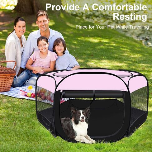 Dog Cat Playpen,Portable Pet Puppy Playpen,Rabbit Puppy Dog Play Pen for Indoors,Dogs Tent for Indoor Cats,Kitten Playpen,Collapsible Small Cats Crate Cage for Small Dogs with Carrying Case(Grey, M) in Kuwait