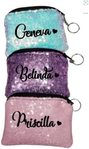 Parkle Coin Presh Name Keychain Monogram Sequin Wallet Wallet Heart Mini Bag Bag Heart in Saudi Arabia