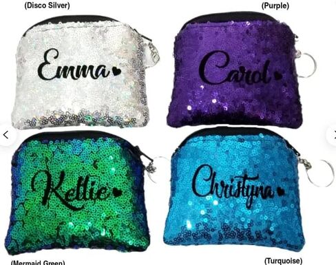 Parkle Coin Presh Name Keychain Monogram Sequin Wallet Wallet Heart Mini Bag Bag Heart in Saudi Arabia