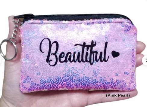 Parkle Coin Presh Name Keychain Monogram Sequin Wallet Wallet Heart Mini Bag Bag Heart in Saudi Arabia