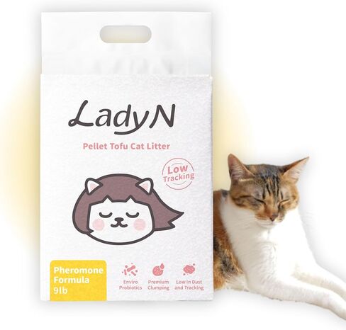 Lady N Cat جذب القمامة التوفو-تركيبة جاذبية طبيعية للتدريب على صندوق القمامة ، وتهدئة الفيرومون للمنازل متعددة القطط ، وشكل الحبل الصغير الحبيبي لصندوق التنظيف الذاتي ، 9 رطل in Kuwait