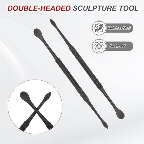 Harfington 7pcs أداة نحت الشمع 4.75 "أدوات النحت من الفولاذ المقاوم للصدأ مزدوج الرأسين مجموعة أدوات النماذج النحت النحت لتشكيل الفخار الطين ، البنفسجي in Kuwait